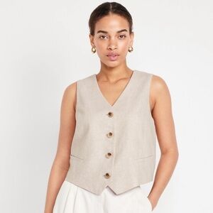 Women’s Old Navy Linen Blend Button-Front Vest